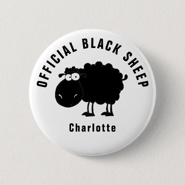 Badge Rond 5 Cm Mouton noir officiel drôle (Devant)