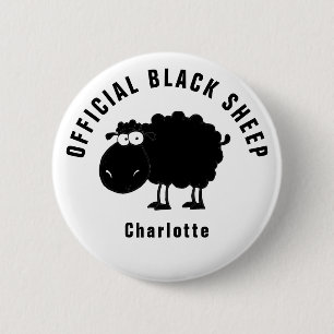 Badge Rond 5 Cm Mouton noir officiel drôle