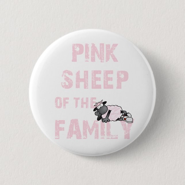 Badge Rond 5 Cm Mouton rose (Devant)