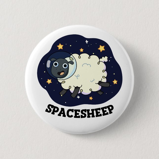 Badge Rond 5 Cm Mouton spatial Blague drôle d'astronaute (Devant)