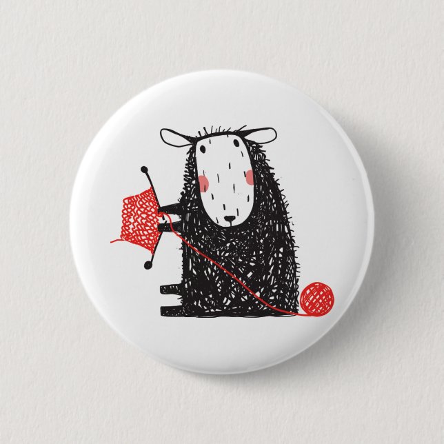 Badge Rond 5 Cm Mouton tricot (Devant)