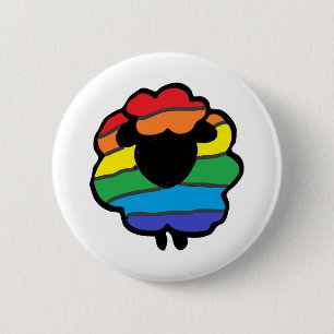 Badge Rond 5 Cm Moutons d'arc-en-ciel