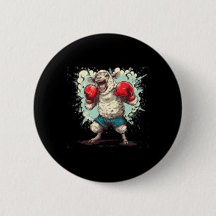 Badge Rond 5 Cm Moutons de boxe avec gants de boxe Kickboxing Drôl