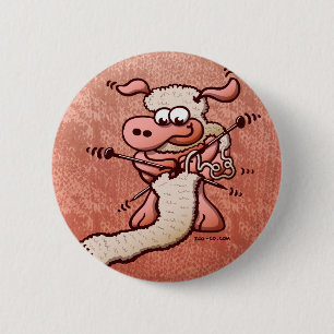 Badge Rond 5 Cm Moutons de tricot
