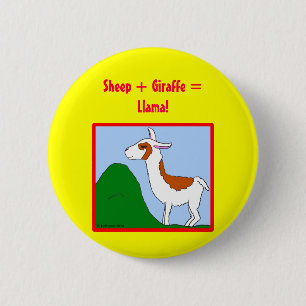 Badge Rond 5 Cm Moutons + Girafe = lama !