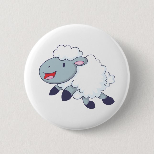 Badge Rond 5 Cm Moutons heureux (Devant)