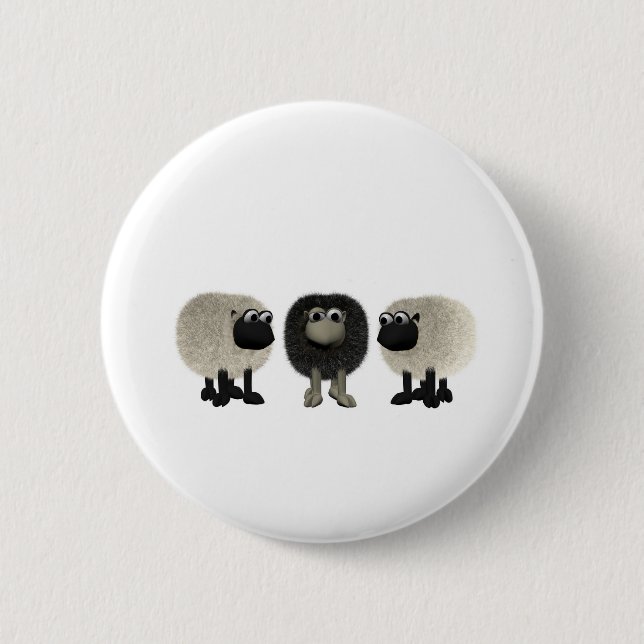 Badge Rond 5 Cm moutons noirs (Devant)