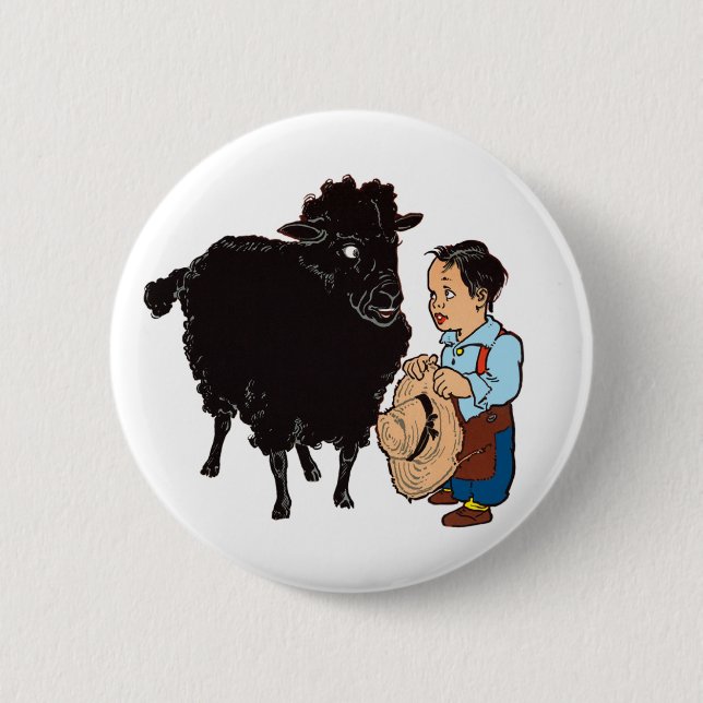 Badge Rond 5 Cm Moutons noirs de bêlement de bêlement (Devant)