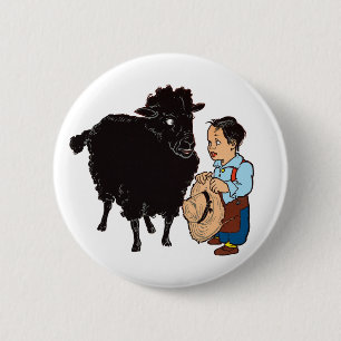 Badge Rond 5 Cm Moutons noirs de bêlement de bêlement