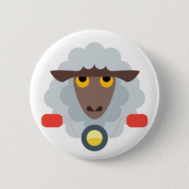 Badge Rond 5 Cm Moutons sur moto (Devant)