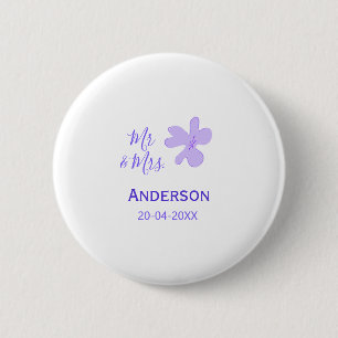 Badge Rond 5 Cm Mr & Mme ajoutent le nom de famille date année fav