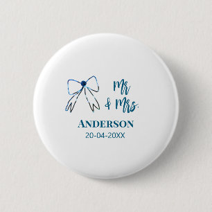 Badge Rond 5 Cm Mr & Mme ajoutent nom date cadeau de mariage nœud