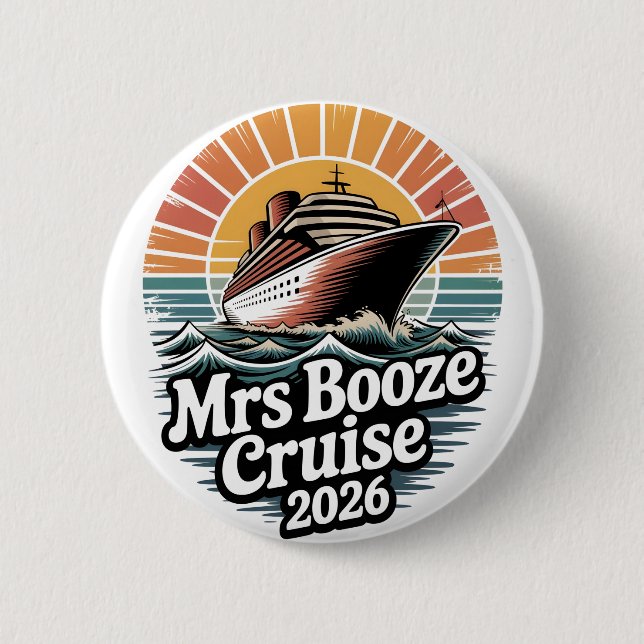 Badge Rond 5 Cm Mrs Booze Cruise 2026 Matching Couples  (Devant)