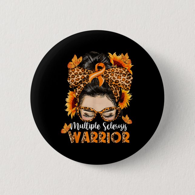 Badge Rond 5 Cm Ms Multiple Sclerosis Guerrier Sensibilisation Ora (Devant)
