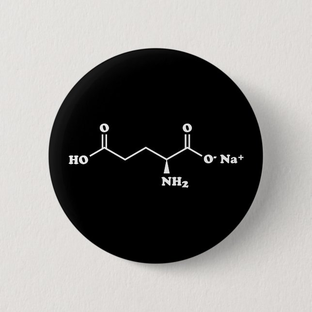 Badge Rond 5 Cm MSG Monosodium Glutamate Molecule Formule chimique (Devant)