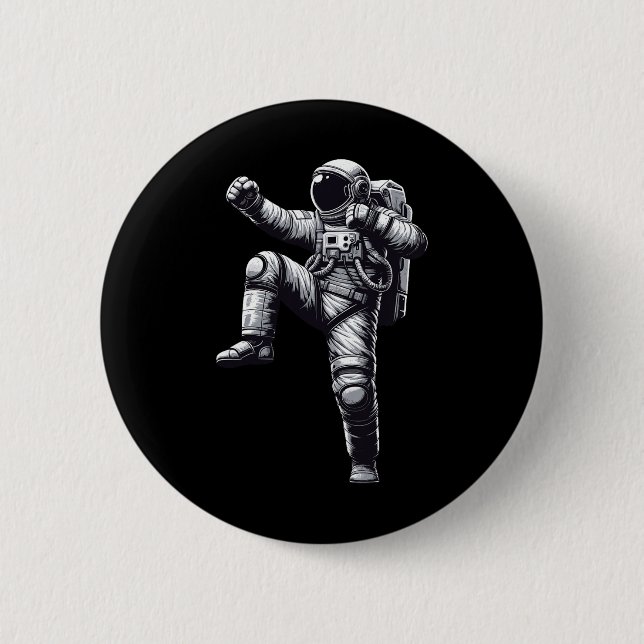 Badge Rond 5 Cm Muay Astronaut Thaï Kickboxing (Devant)