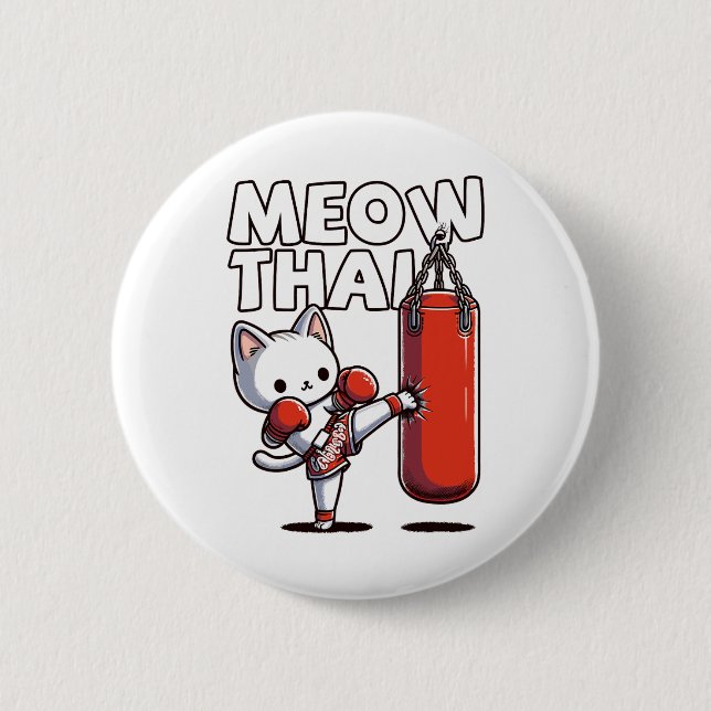 Badge Rond 5 Cm Muay Thai Cat (Devant)