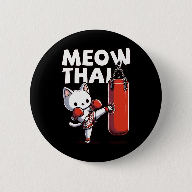 Badge Rond 5 Cm Muay Thai Cat Meow Thai (Devant)