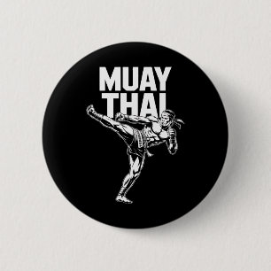 Badge Rond 5 Cm Muay Thai Fighter Vintage Martial Arts Thai Boxe