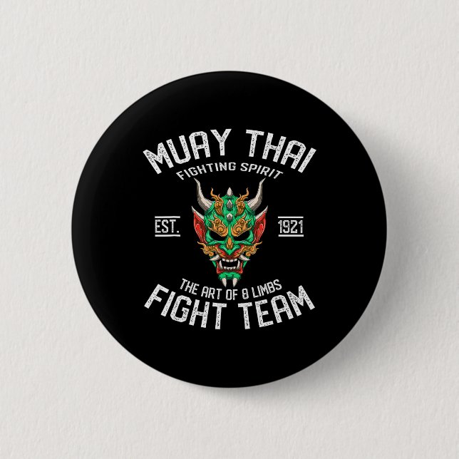 Badge Rond 5 Cm Muay Thai Oni - Boxe Thaïlandaise et Kickboxing  (Devant)