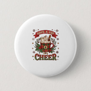 Badge Rond 5 Cm Mug à plaid de Noël avec tasse de joie en chocolat