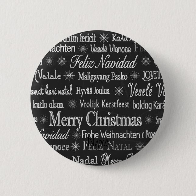 Badge Rond 5 Cm Multi-language Merry Christmas Thunder_Cove (Devant)