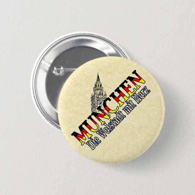 Badge Rond 5 Cm Munich Bavière Allemagne (Devant & derrière)