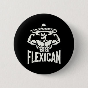 Badge Rond 5 Cm Muscle Flexique Mexicain Funny