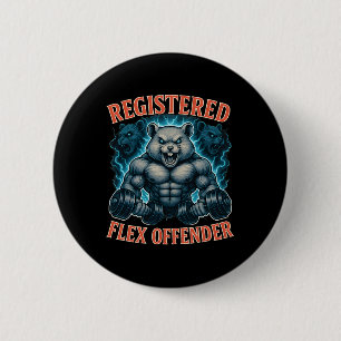 Badge Rond 5 Cm Muscle Hamster Défenseur Flex Enregistré Drôle Gym