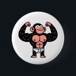 Badge Rond 5 Cm Musculaire<br><div class="desc">Image amusante d'un Ape musclé fort.</div>