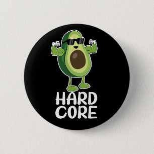 Badge Rond 5 Cm Musculaire Hardcore Avocado drôle
