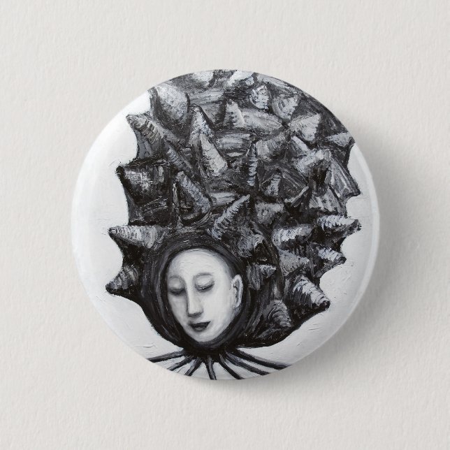 Badge Rond 5 Cm Muse dans une coquille (surréalisme) (Devant)