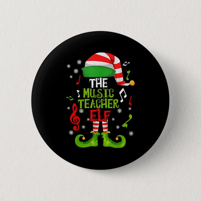 Badge Rond 5 Cm Music Teacher Elf Christmas Family Matching Xmas G (Devant)