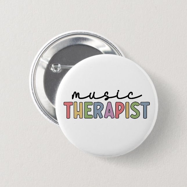 Badge Rond 5 Cm Music Therapist Retro Music Therapy Cadeaux (Devant & derrière)