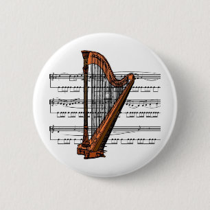 Badge Rond 5 Cm Musical 02 B d'harpe