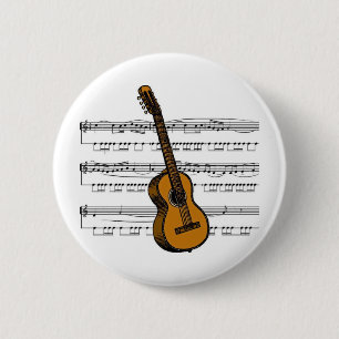 Badge Rond 5 Cm Musical 07 B de guitare acoustique