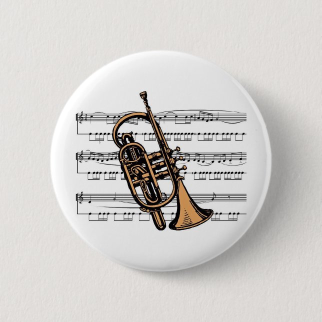 Badge Rond 5 Cm Musical 08 B de cornet (Devant)