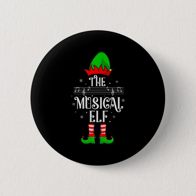 Badge Rond 5 Cm Musical Elf Xmas Christmas Matching Family Elf Squ (Devant)