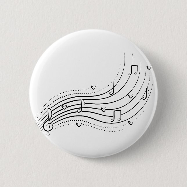 Badge Rond 5 Cm Musical note wave, black line clipart (Devant)