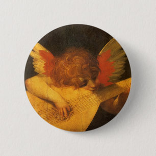 Badge Rond 5 Cm Musicien Angel Lecture par Rosso Fiorentino