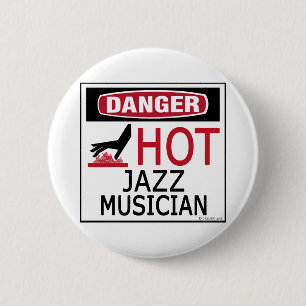 Badge Rond 5 Cm Musicien de jazz chaud