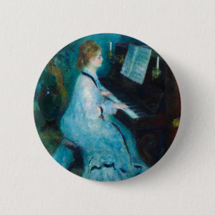 Badge Rond 5 Cm Musicien de piano Renoir Woman