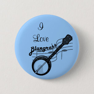 Badge Rond 5 Cm Musique Bluegrass avec banjo