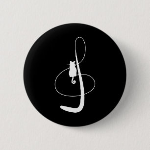 Badge Rond 5 Cm Musique Chat Musique Kitty Feline Musicien Tee