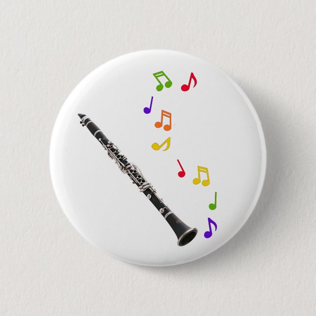 Badge Rond 5 Cm Musique colorée de clarinette (Devant)