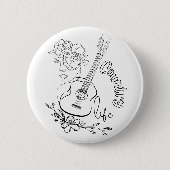 Badge Rond 5 Cm Musique country (Devant)