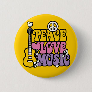 Badge Rond 5 Cm Musique D'Amour De La Paix