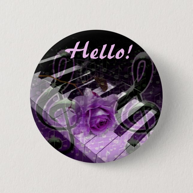 Badge Rond 5 Cm Musique D'Amour, Purle_ (Devant)