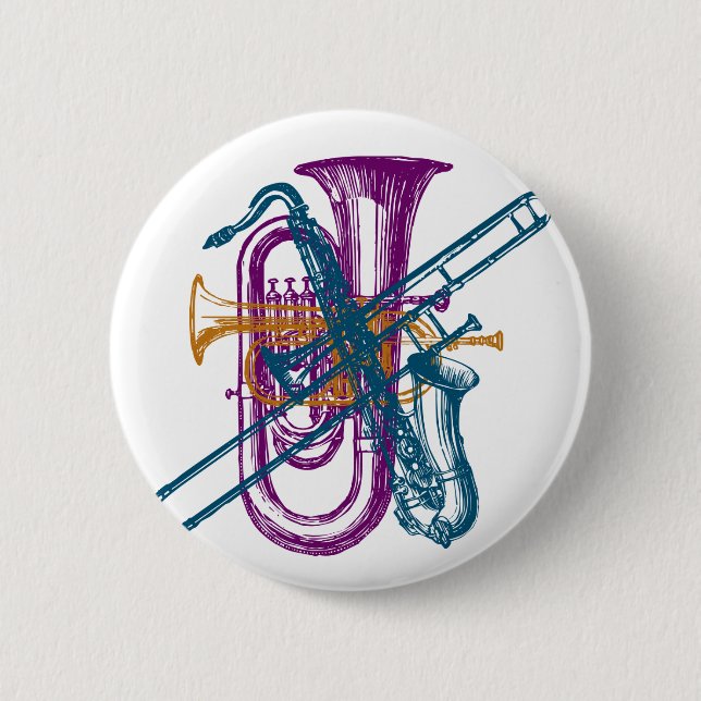 Badge Rond 5 Cm Musique de mardi gras (Devant)