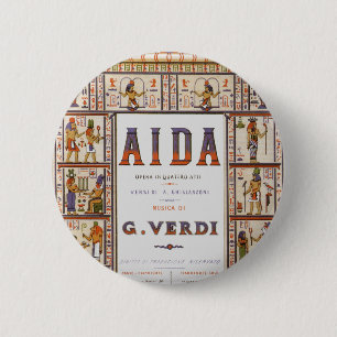 Badge Rond 5 Cm Musique d'opéra vintage, Aïda égyptienne de Verdi